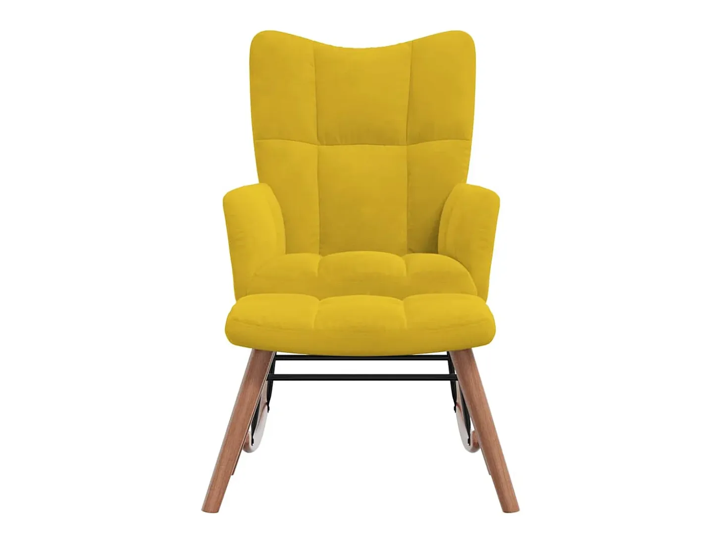 Silla mecedora con reposapiés tela amarillo mostaza
