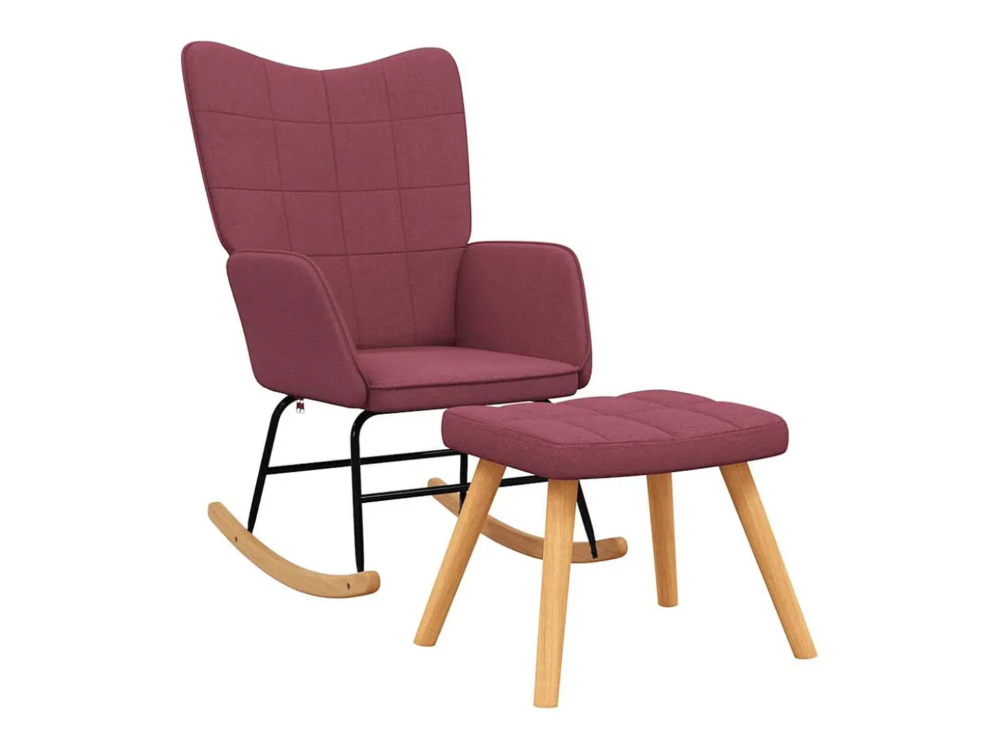 Silla mecedora con reposapiés tela rojo tinto