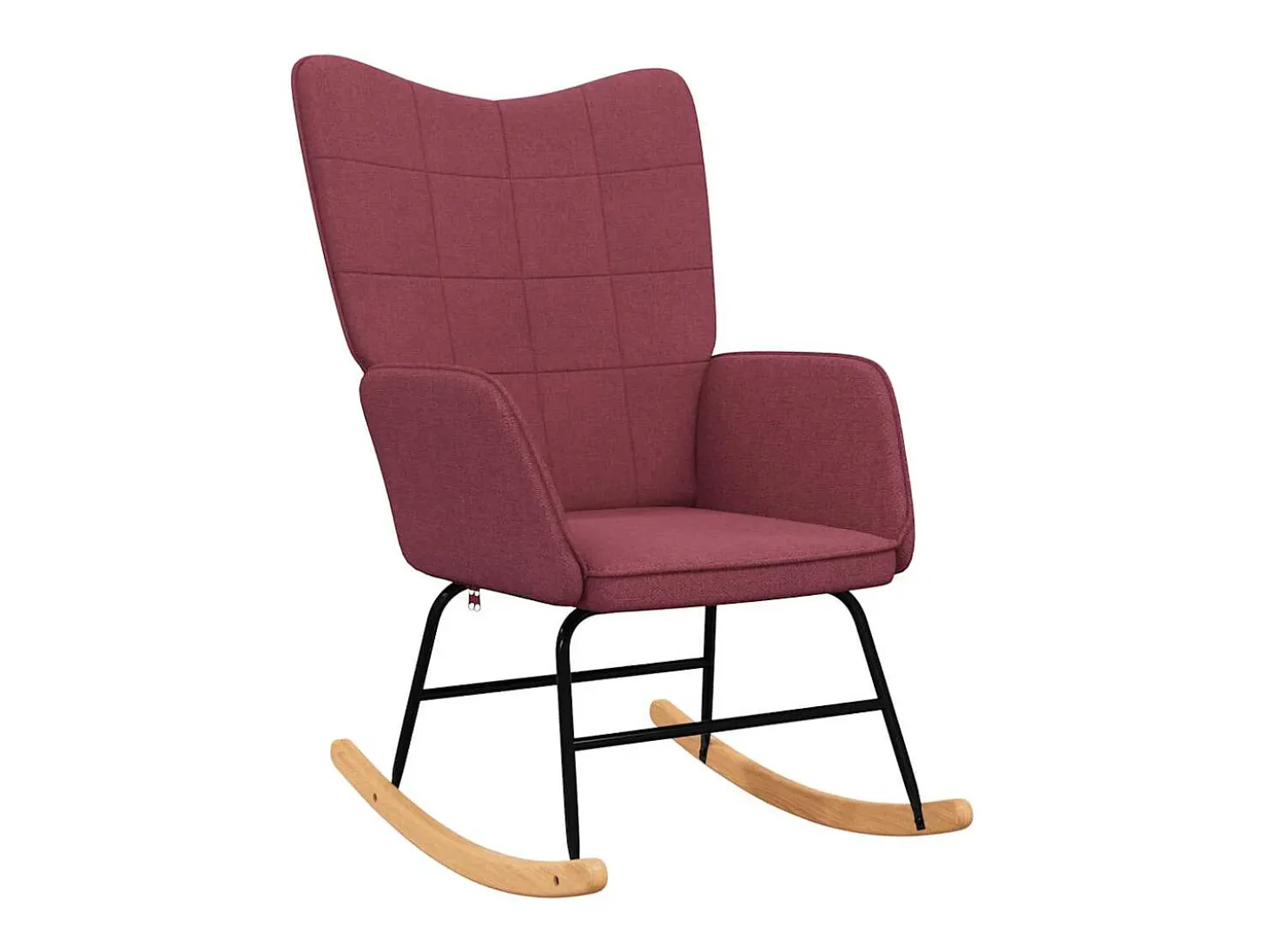 Silla mecedora con reposapiés tela rojo tinto