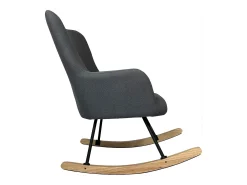 Silla mecedora de tejido bouclé de tela rizada gris KAIRA
