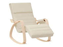 Silla mecedora de tela color crema