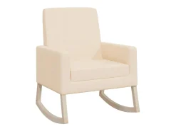 Silla mecedora de tela crema