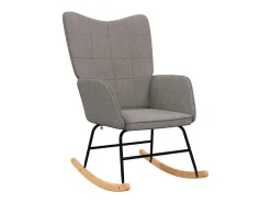 Silla mecedora de tela gris taupe