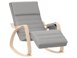 Silla mecedora de tela gris claro ES92034