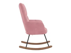 Silla mecedora de terciopelo rosa