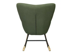 Silla mecedora en tejido de bouclé verde caqui KAIRA