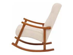Silla mecedora MCW-K10, crema, estructura con acabado imitación nogal