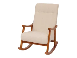 Silla mecedora MCW-K10, crema, estructura con acabado imitación nogal