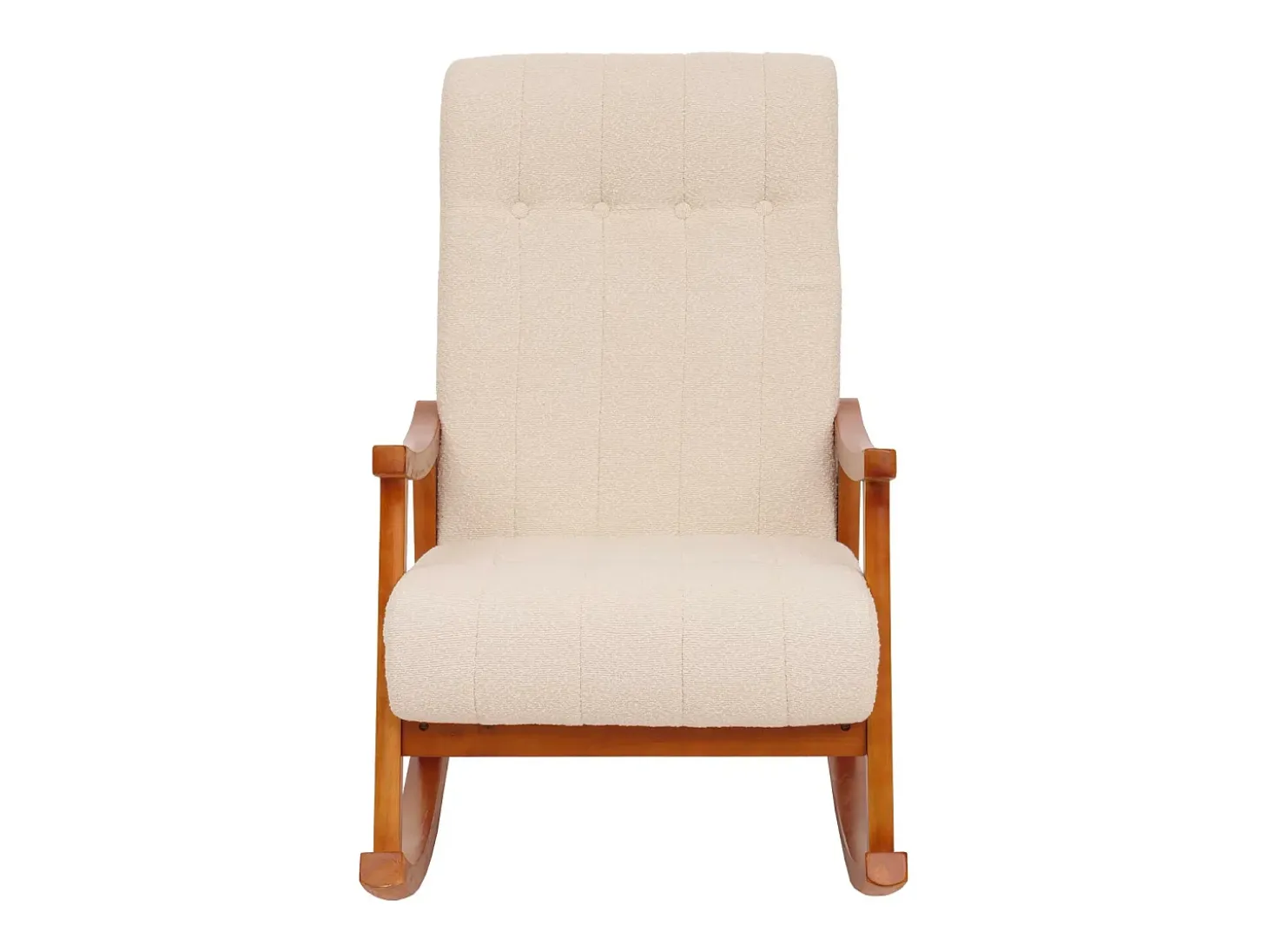 Silla mecedora MCW-K10, crema, estructura con acabado imitación nogal