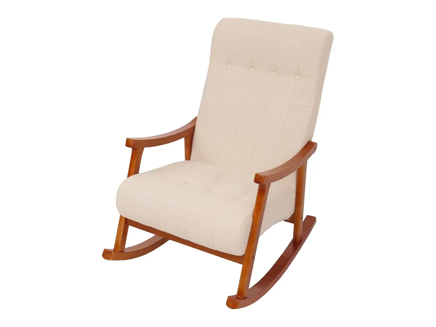 Silla mecedora MCW-K10, crema, estructura con acabado imitación nogal