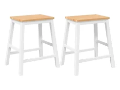 Sillas de bar 2 piezas madera maciza de caucho blanca
