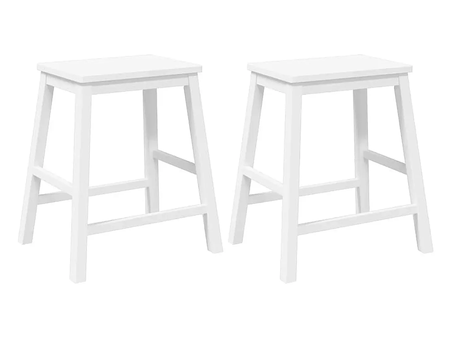 Sillas de bar 2 uds madera maciza blanca caucho