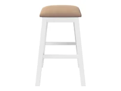 Sillas de bar con cojines 2 piezas madera maciza de caucho blanca