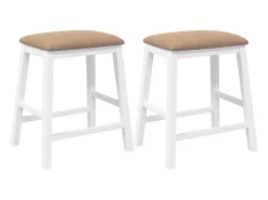 Sillas de bar con cojines 2 piezas madera maciza de caucho blanca