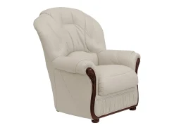 Sillón 100% cuero de búfalo marfil DAPHNE