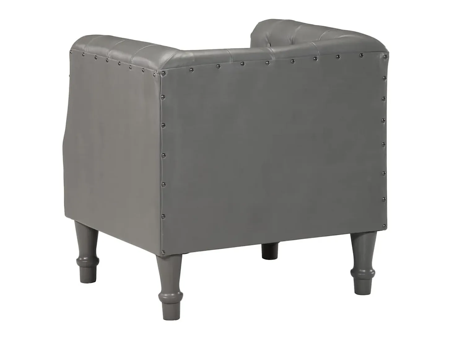 Sillón | Silla de cuero auténtico gris SHL3458