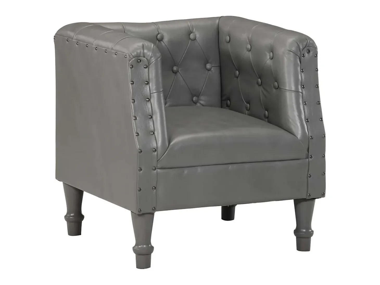 Sillón | Silla de cuero auténtico gris SHL3458