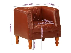 Sillón | Silla de cuero de cabra auténtico marrón SHL9098