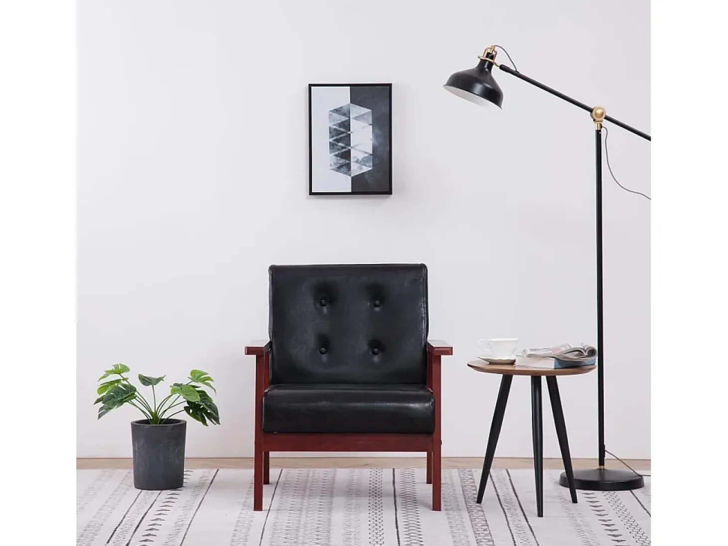 Sillón | Silla de cuero sintético negro SHL7232