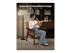 Sillón Auxiliar SucceBuy, con Estructura de Madera Maciza y Patas Antideslizantes, Silla Decorativa con Cuero Sintético y Cojín Mullido, para Dormitorio, Despacho