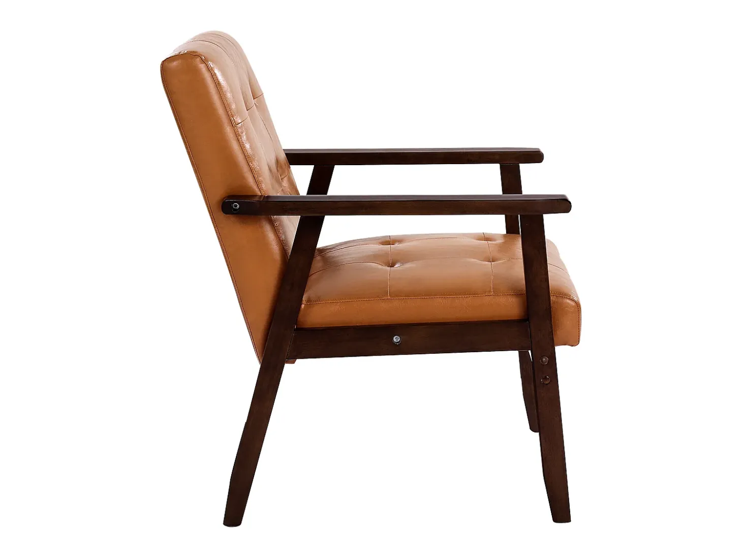 Sillón Auxiliar SucceBuy, con Estructura de Madera Maciza y Patas Antideslizantes, Silla Decorativa con Cuero Sintético y Cojín Mullido, para Dormitorio, Despacho
