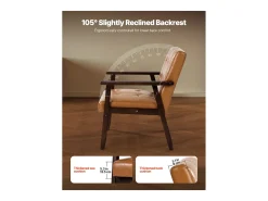 Sillón Auxiliar SucceBuy, con Estructura de Madera Maciza y Patas Antideslizantes, Silla Decorativa con Cuero Sintético y Cojín Mullido, para Dormitorio, Despacho