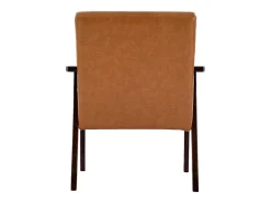 Sillón Auxiliar SucceBuy, con Estructura de Madera Maciza y Patas Antideslizantes, Silla Decorativa con Cuero Sintético y Cojín Mullido, para Dormitorio, Despacho