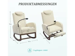 Sillón Balancín con Reposapiés y Almacenamiento Lateral - Confort Ergonómico en Pana - Ideal para Salón, Oficina y Rincón de Lectura
