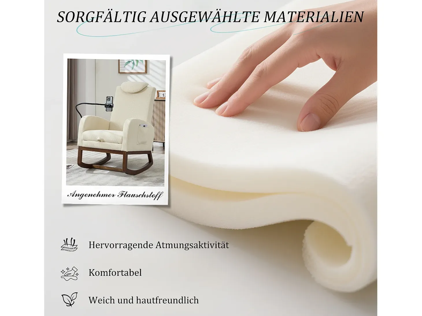 Sillón Balancín con Reposapiés y Almacenamiento Lateral - Confort Ergonómico en Pana - Ideal para Salón, Oficina y Rincón de Lectura