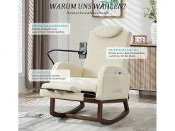 Sillón Balancín con Reposapiés y Almacenamiento Lateral - Confort Ergonómico en Pana - Ideal para Salón, Oficina y Rincón de Lectura