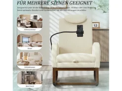Sillón Balancín con Reposapiés y Almacenamiento Lateral - Confort Ergonómico en Pana - Ideal para Salón, Oficina y Rincón de Lectura