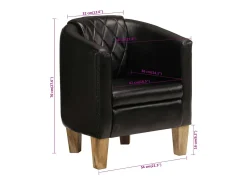 Sillón butaca de cuero auténtico negro