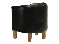 Sillón butaca de cuero auténtico negro