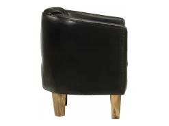 Sillón butaca de cuero auténtico negro