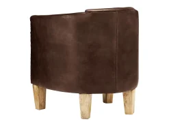 Sillón butaca de cuero auténtico marrón claro
