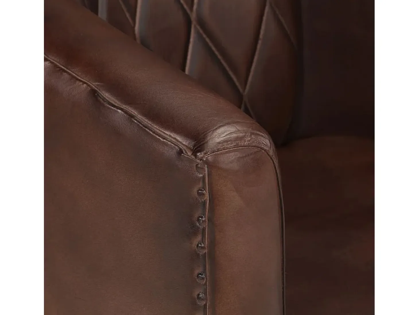 Sillón butaca de cuero auténtico marrón claro