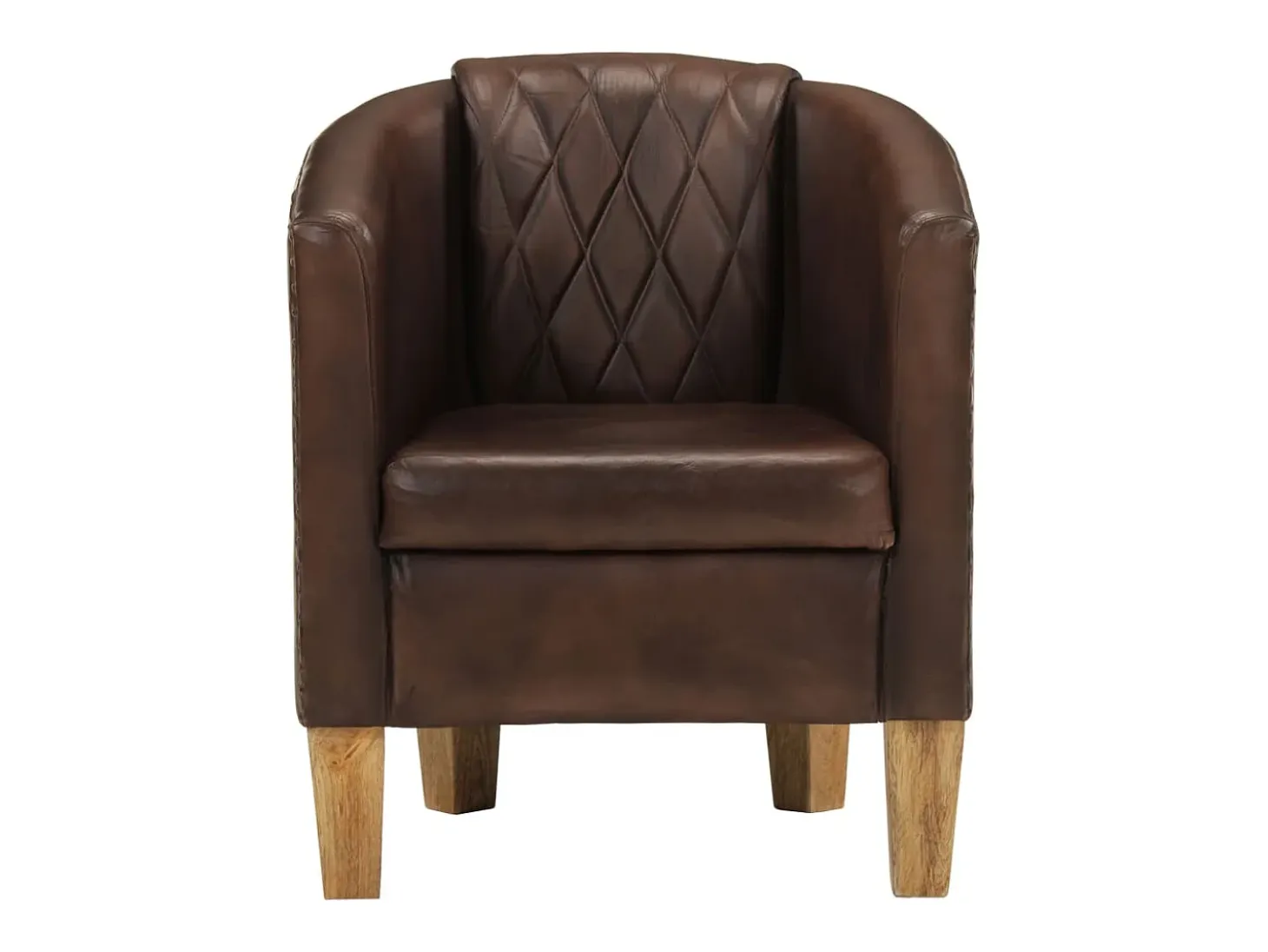 Sillón butaca de cuero auténtico marrón claro