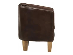 Sillón butaca de cuero auténtico marrón claro