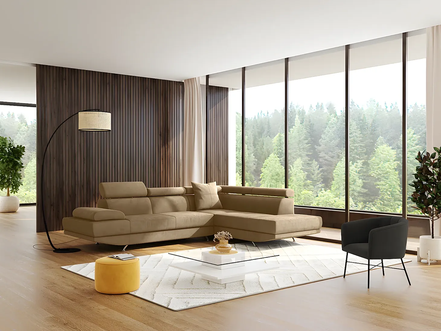 Sillón cabriolet de terciopelo negro capitoné FAKART