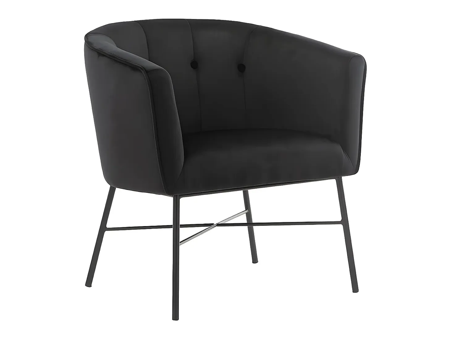 Sillón cabriolet de terciopelo negro capitoné FAKART