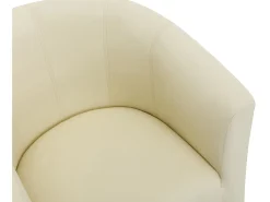 Sillón cabriolet y puf de imitación beige estilo clásico atemporal JOVANA