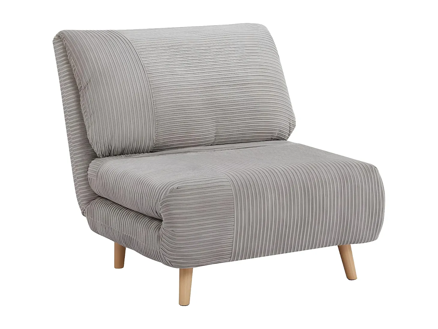 Sillón cama de terciopelo de canalé gris claro PALULA