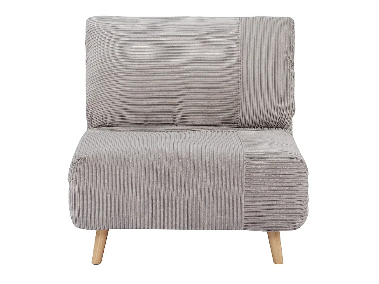 Sillón cama de terciopelo de canalé gris claro PALULA