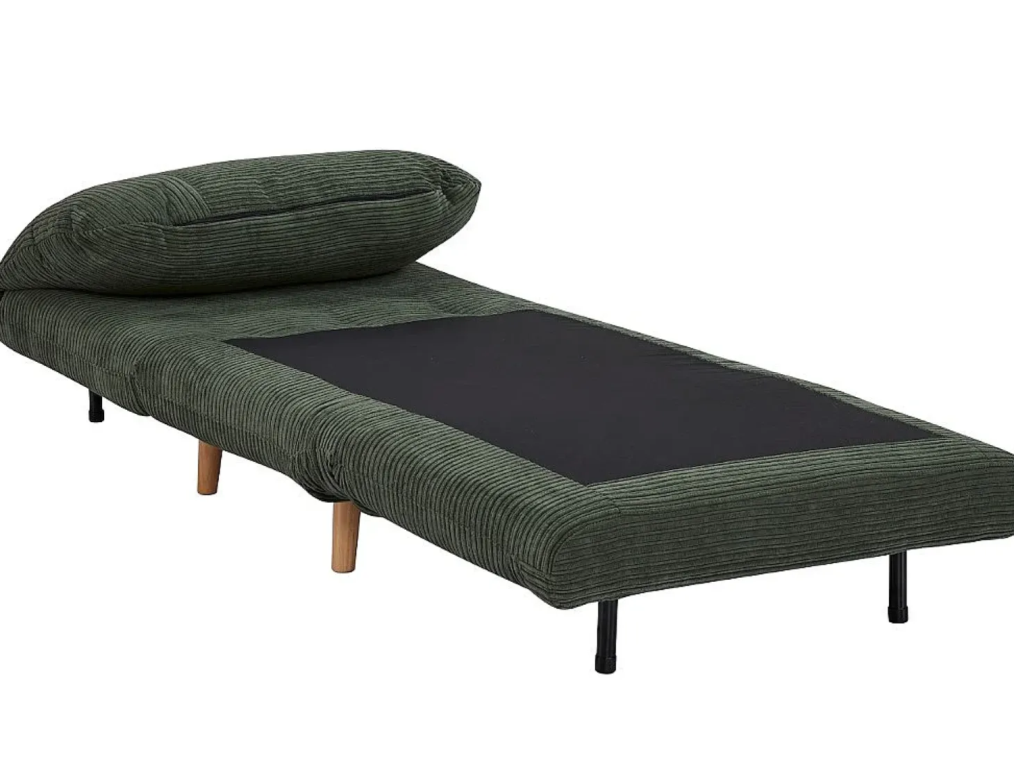 Sillón cama de terciopelo de canalé verde oscuro PALULA