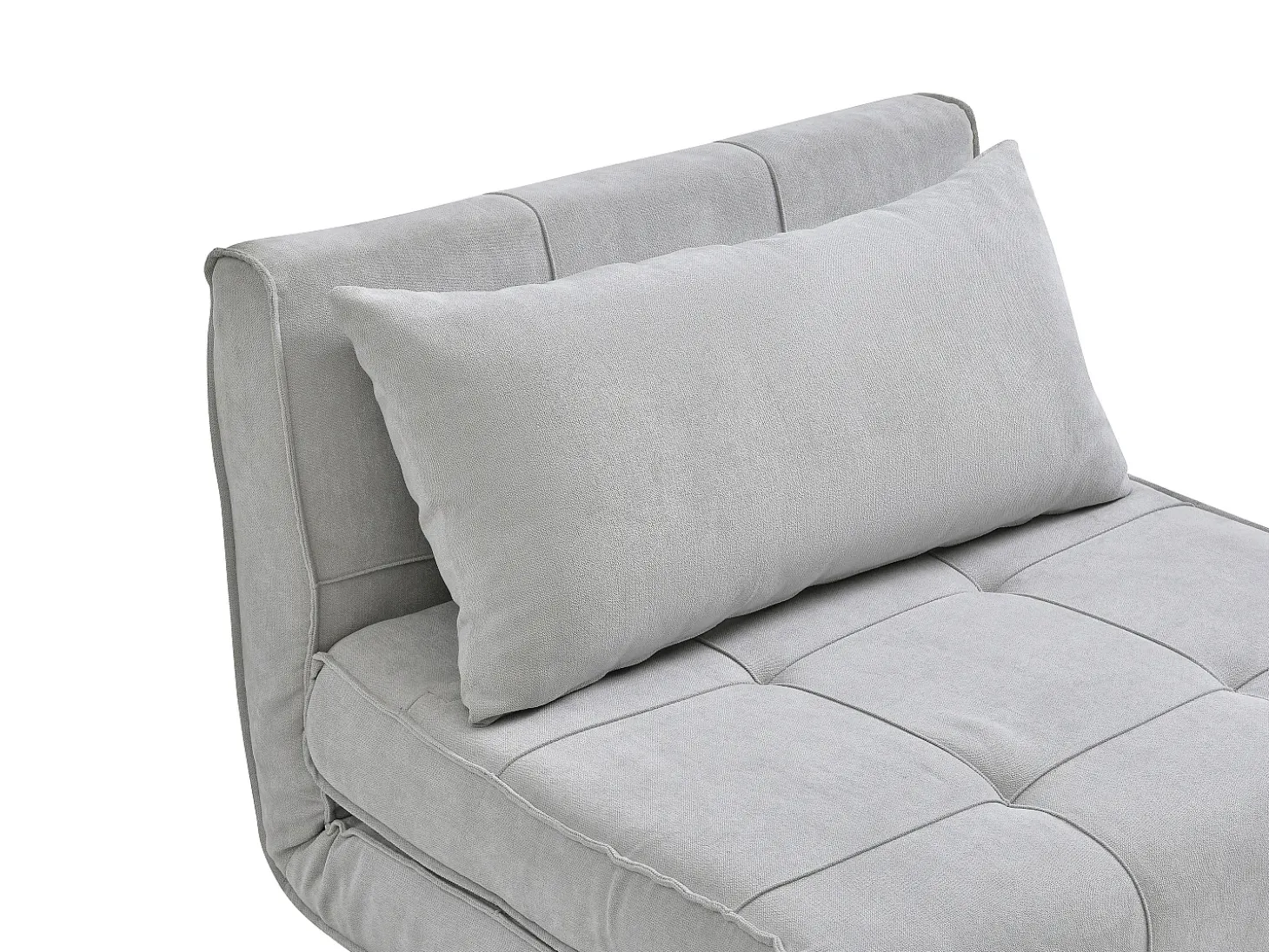 Sillón cama en tela gris claro y patas de madera CHILA