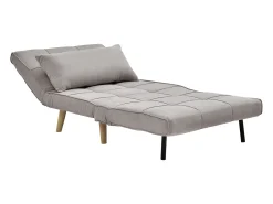 Sillón cama en tela topo y patas de madera CHILA