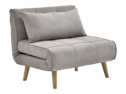 Sillón cama en tela topo y patas de madera CHILA