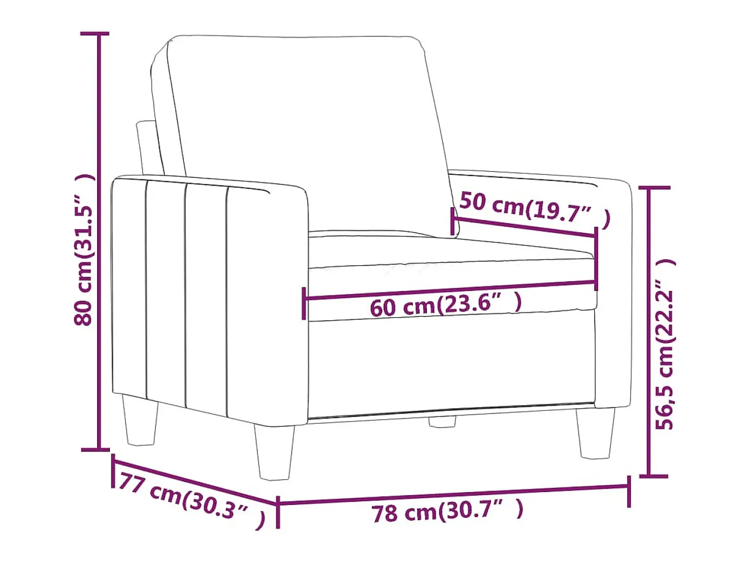 Sillón Cappuccino 60 cm Piel sintética