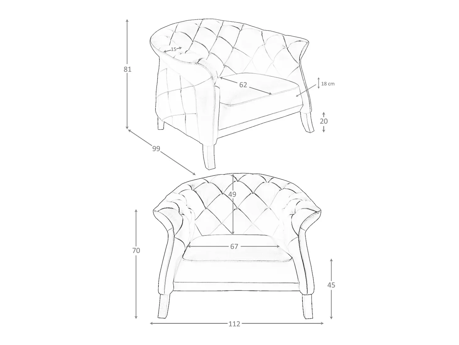 Sillón Chester piel gris 5132 ANGEL CERDA