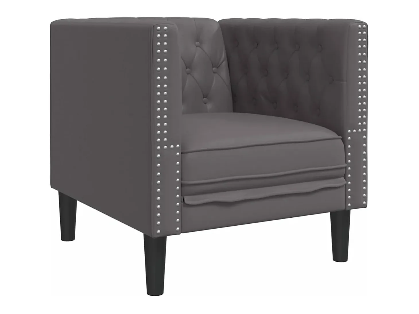 Sillón Chesterfield de cuero artificial gris